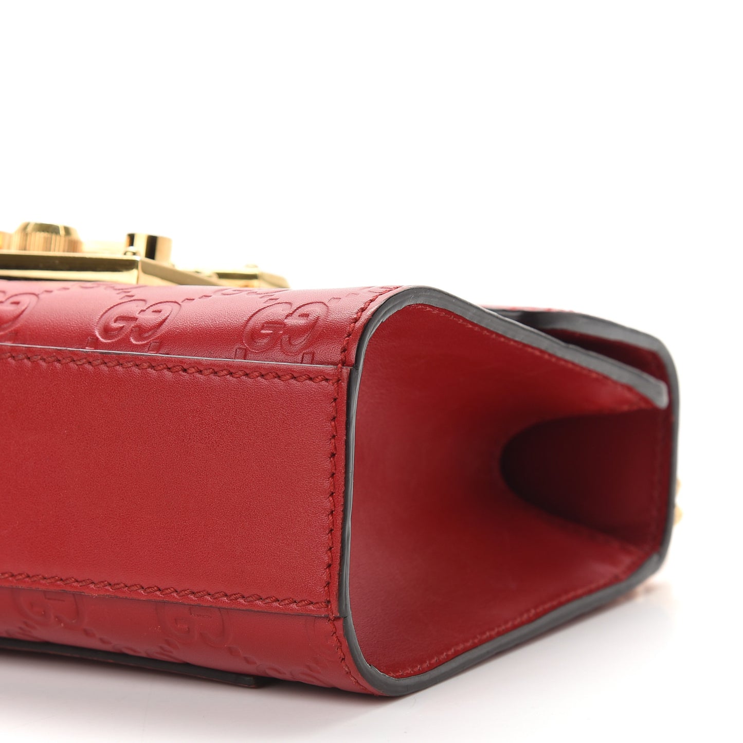 Guccissima Small Padlock Shoulder Bag Hibiscus Red