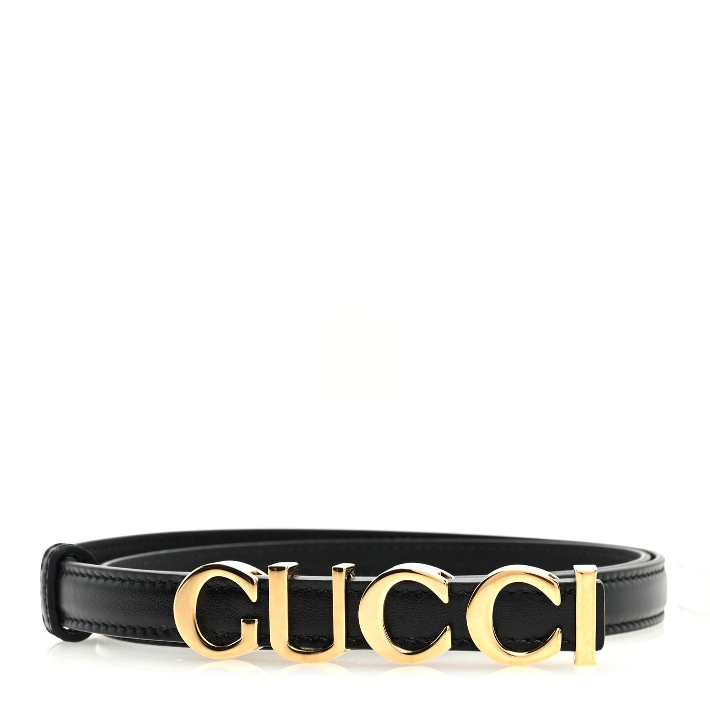 Plutone Calfskin Gucci Buckle 20mm Thin Belt 75 30 Black