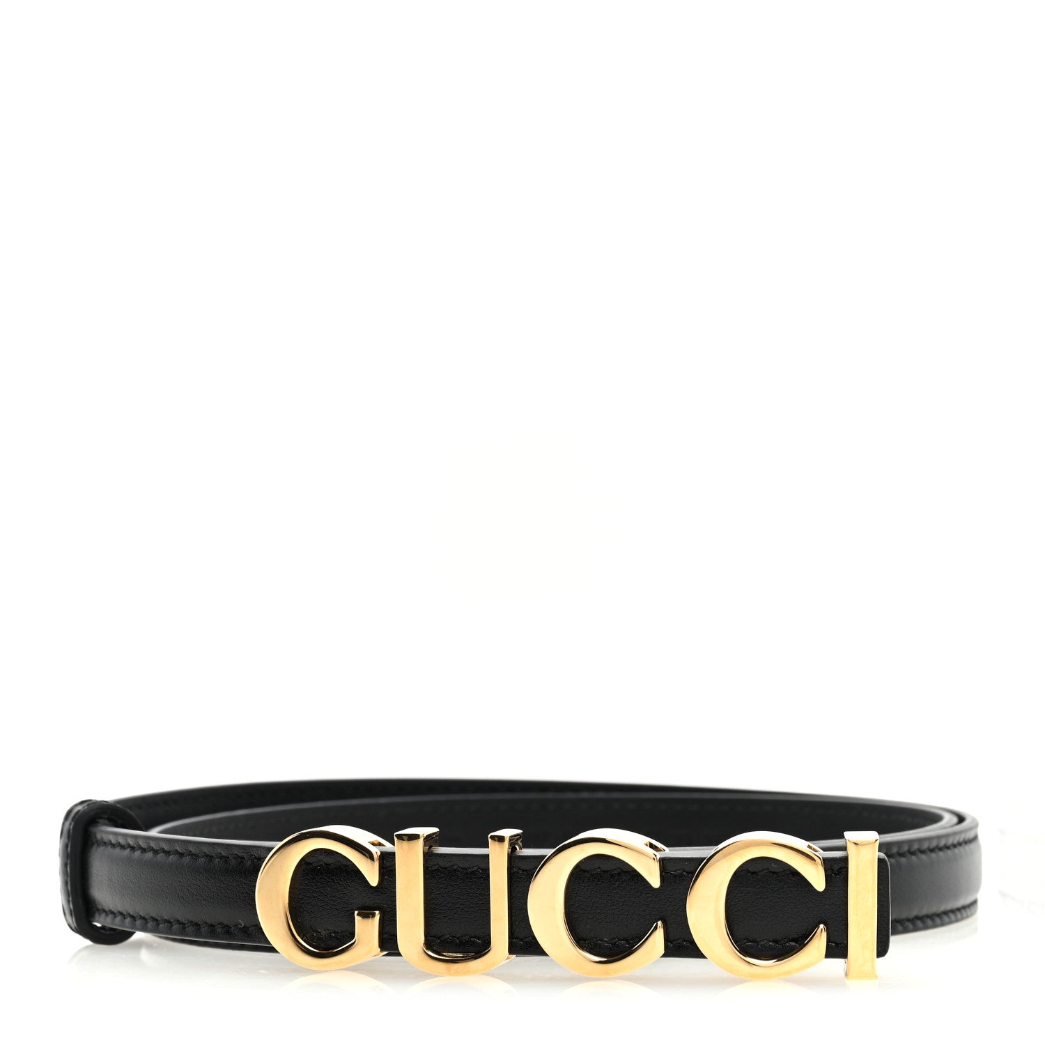 Gucci Plutone Calfskin Gucci Buckle 20mm Thin Belt 75 30 Black 1 of 4