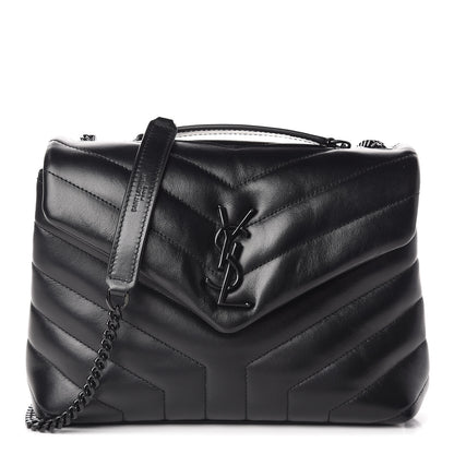 Saint Laurent Calfskin Y Quilted Monogram Small Loulou Chain Satchel Black 1 of 11
