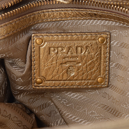 Prada Metallic Vitello Daino Side Pocket Hobo Platino 5 of 8