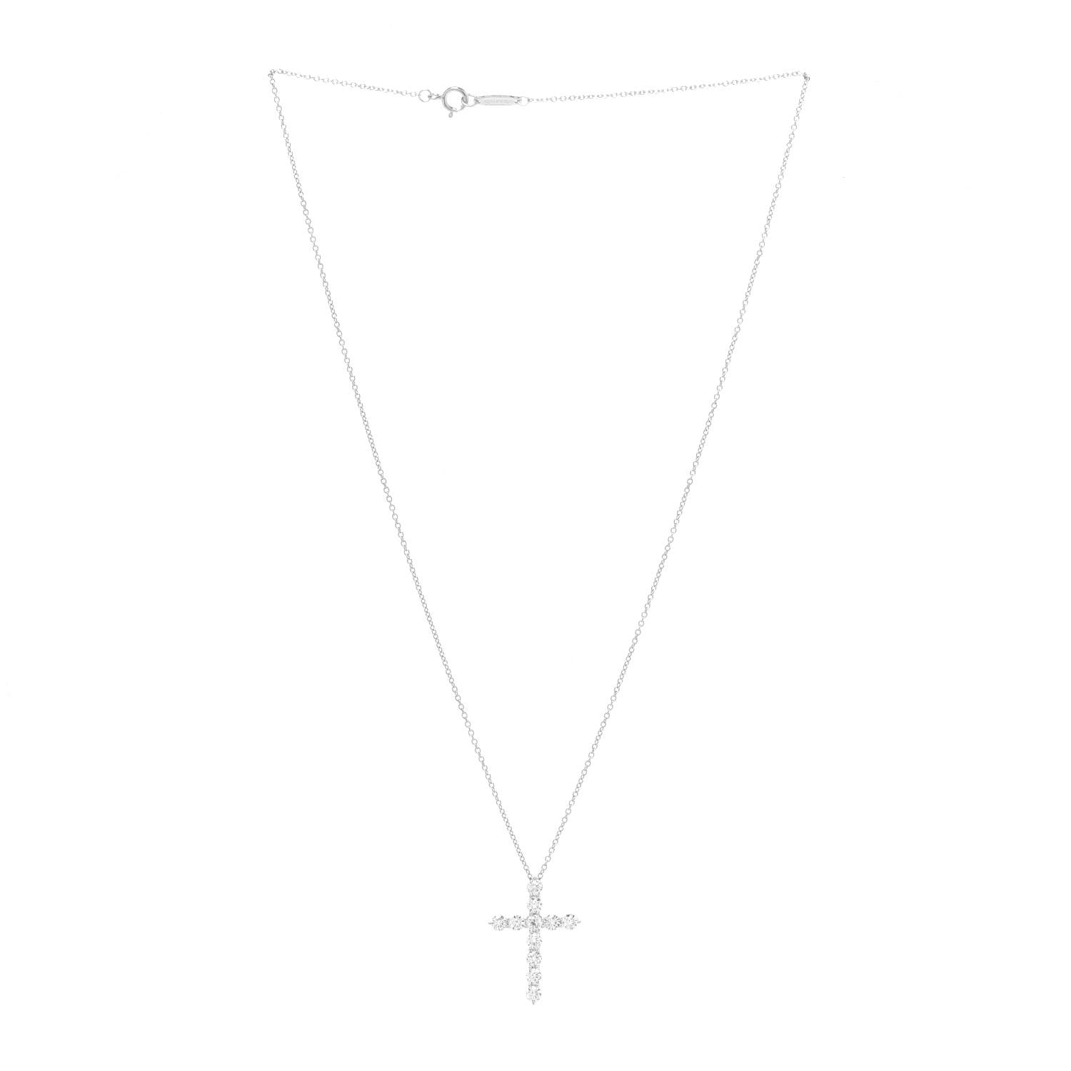 Tiffany Platinum Diamond Medium Cross Pendant Necklace 3 of 6
