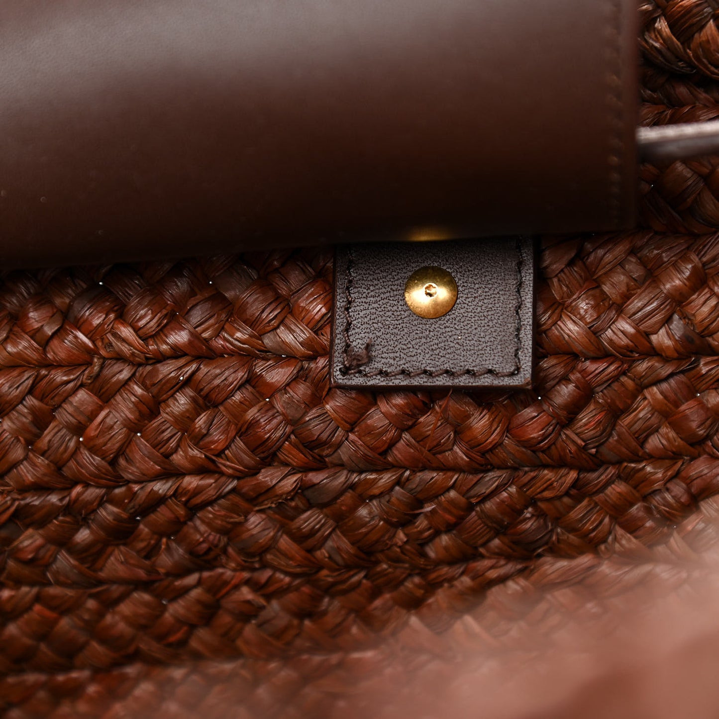 Raffia Calfskin Medium Panier Tote Dark Chocolate