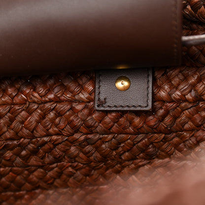 Saint Laurent Raffia Calfskin Medium Panier Tote Dark Chocolate 9 of 12