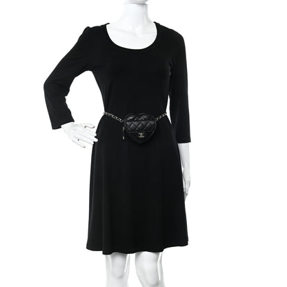 Chanel Lambskin Quilted CC In Love Heart Waist Belt Bag With Chain Black 3 of 11