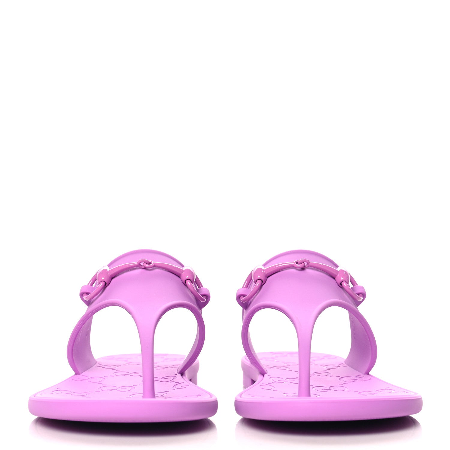Gucci Rubber Womens Horsebit Thong Sandals 38 Candy Mousse 3 of 9