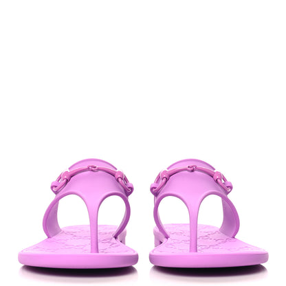 Gucci Rubber Womens Horsebit Thong Sandals 38 Candy Mousse 3 of 9