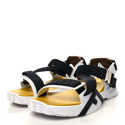 Fendi Rubber Jacquard Lycra TPU FF Mens Fendi Flow Sandals 8 Black Tobacco Ultra White 3 of 7