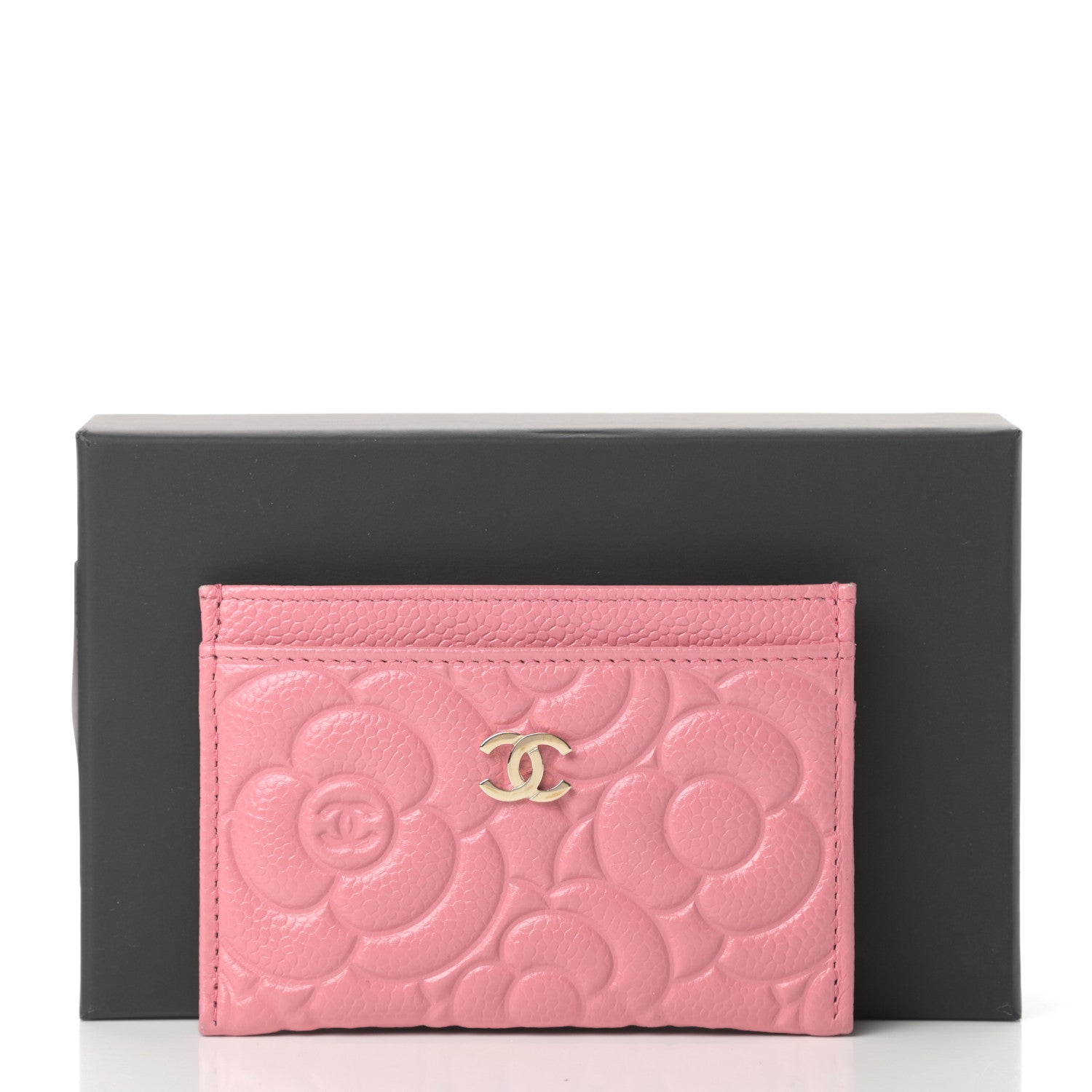 Chanel Caviar Camellia Embossed Card Holder Pink 9 of 10
