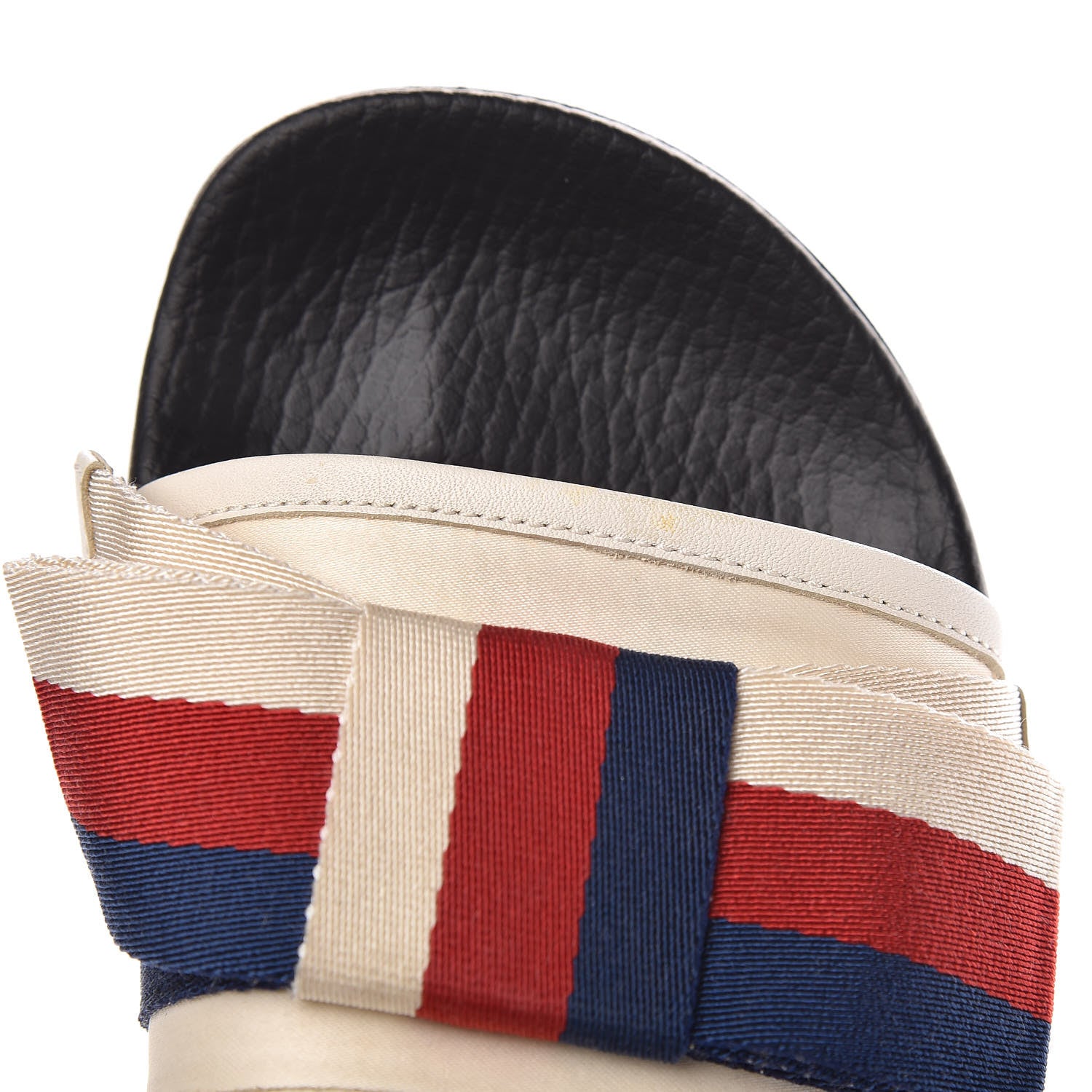 Gucci Satin Web Sylvie Bow Slide Sandals 37 White 6 of 9