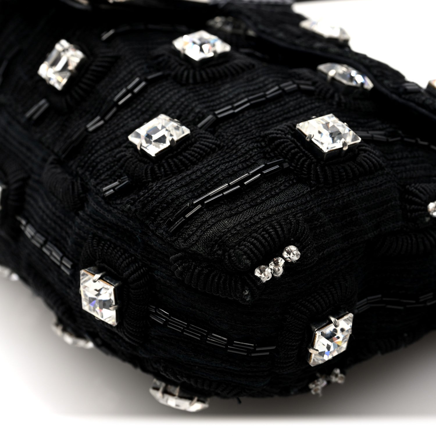 Fendi Fabric Beaded Crystal Baguette Black 9 of 9