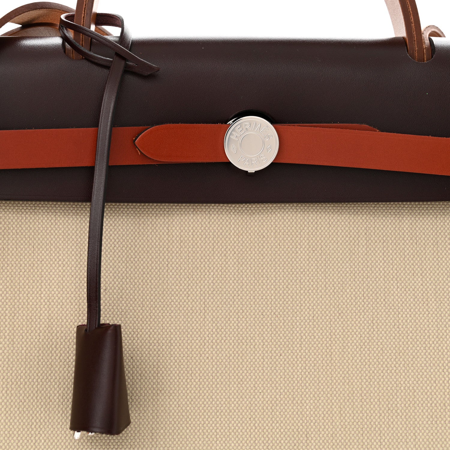 Hermes Military Toile Vache Hunter Herbag Zip Retourne 31 PM Beton Fauve Rouge Sellier Cuivre 8 of 12