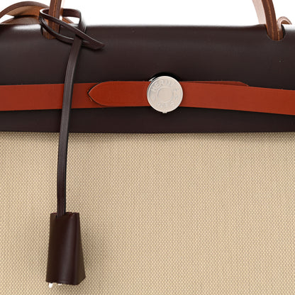Hermes Military Toile Vache Hunter Herbag Zip Retourne 31 PM Beton Fauve Rouge Sellier Cuivre 8 of 12