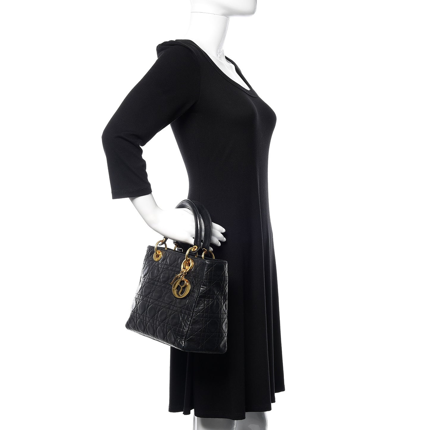 Lambskin Cannage Medium Lady Dior Black