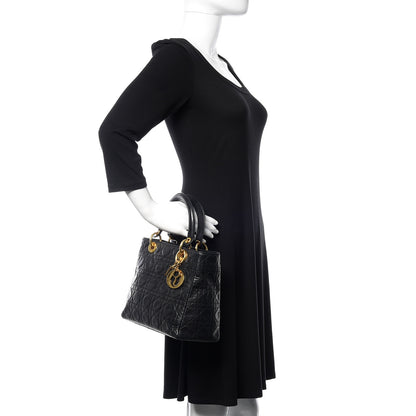 Christian Dior Lambskin Cannage Medium Lady Dior Black 3 of 22