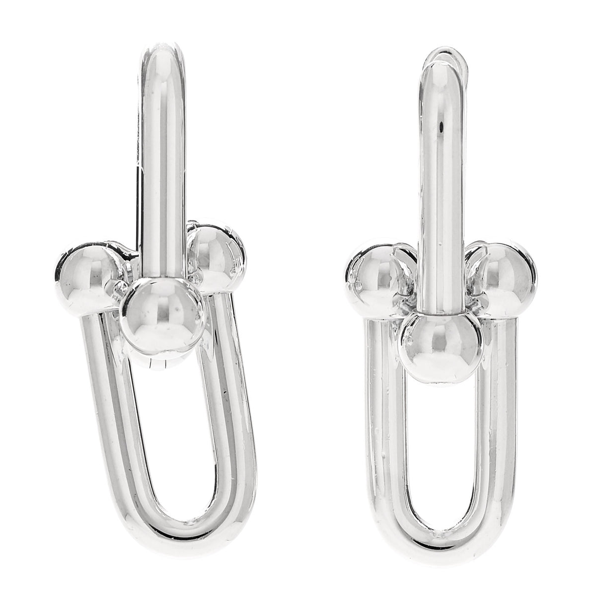 Tiffany Sterling Silver Large HardWear Link Earrings 1 of 4