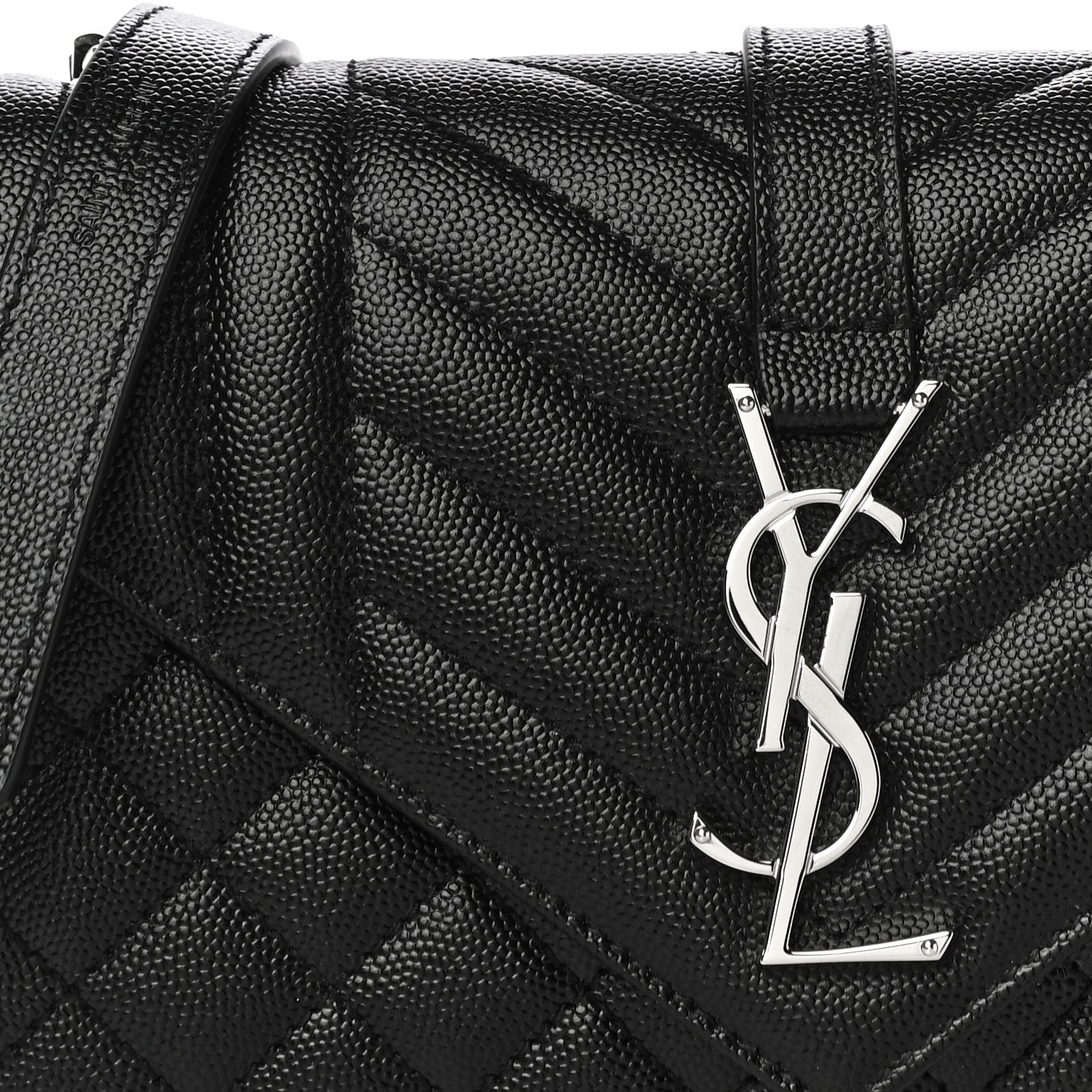 Saint Laurent Grain De Poudre Textured Mixed Matelasse Triquilt Small Monogram Satchel Black 7 of 9