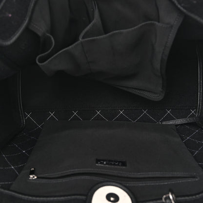 Chanel Wool Felt Calfskin Large Deauville Tote White Black 5 of 13