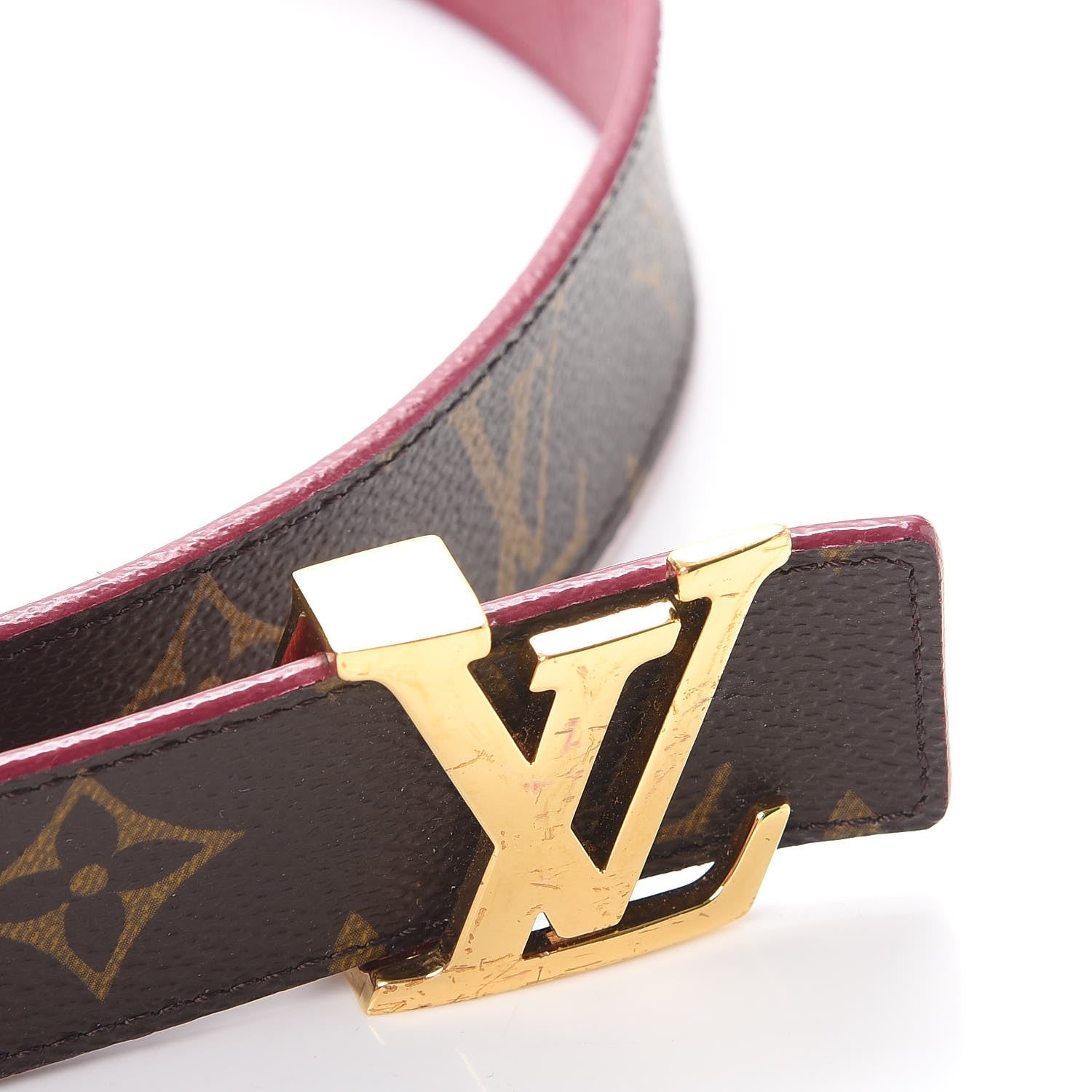 Louis Vuitton Monogram Calfskin 30mm LV Initiales Reversible Belt 80 32 Fuchsia 4 of 7