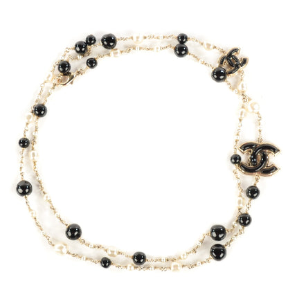 Chanel Pearl Beaded CC Long Necklace Black 1 of 6