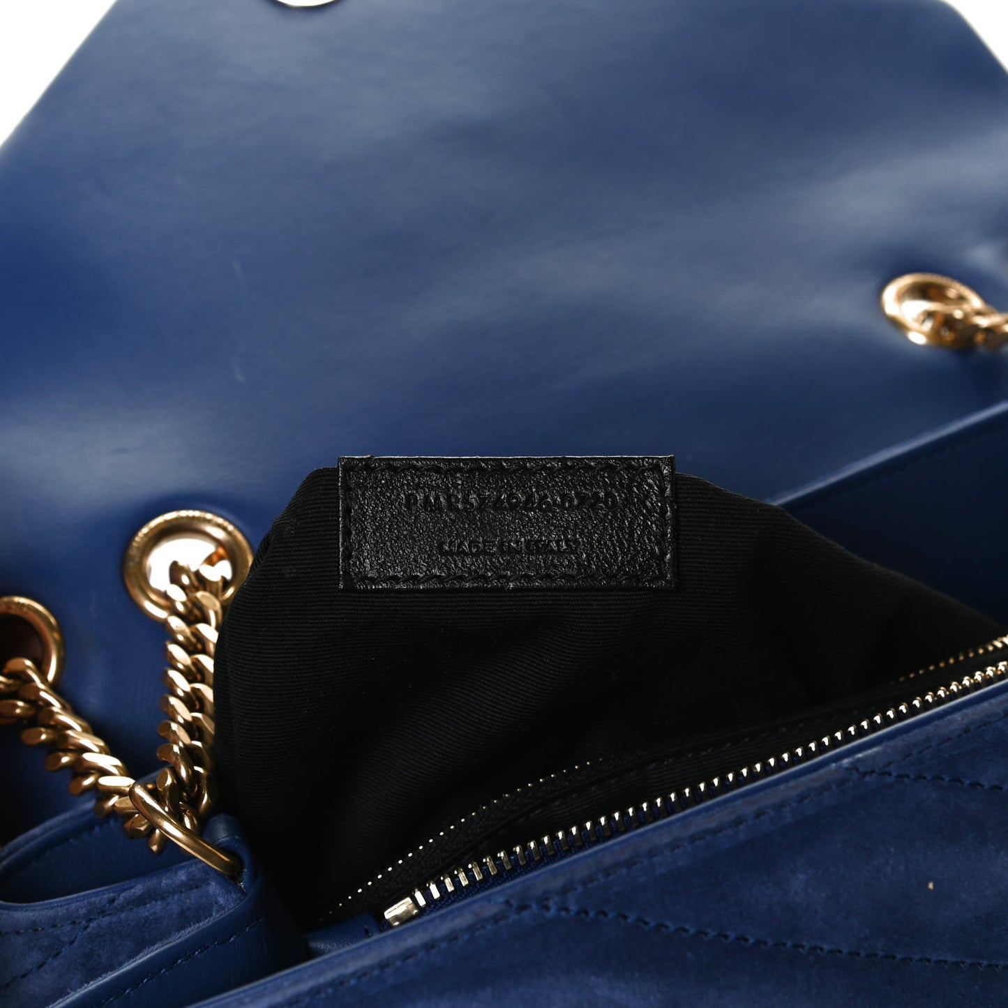 Suede Y Quilted Monogram Medium Loulou Chain Satchel Blue