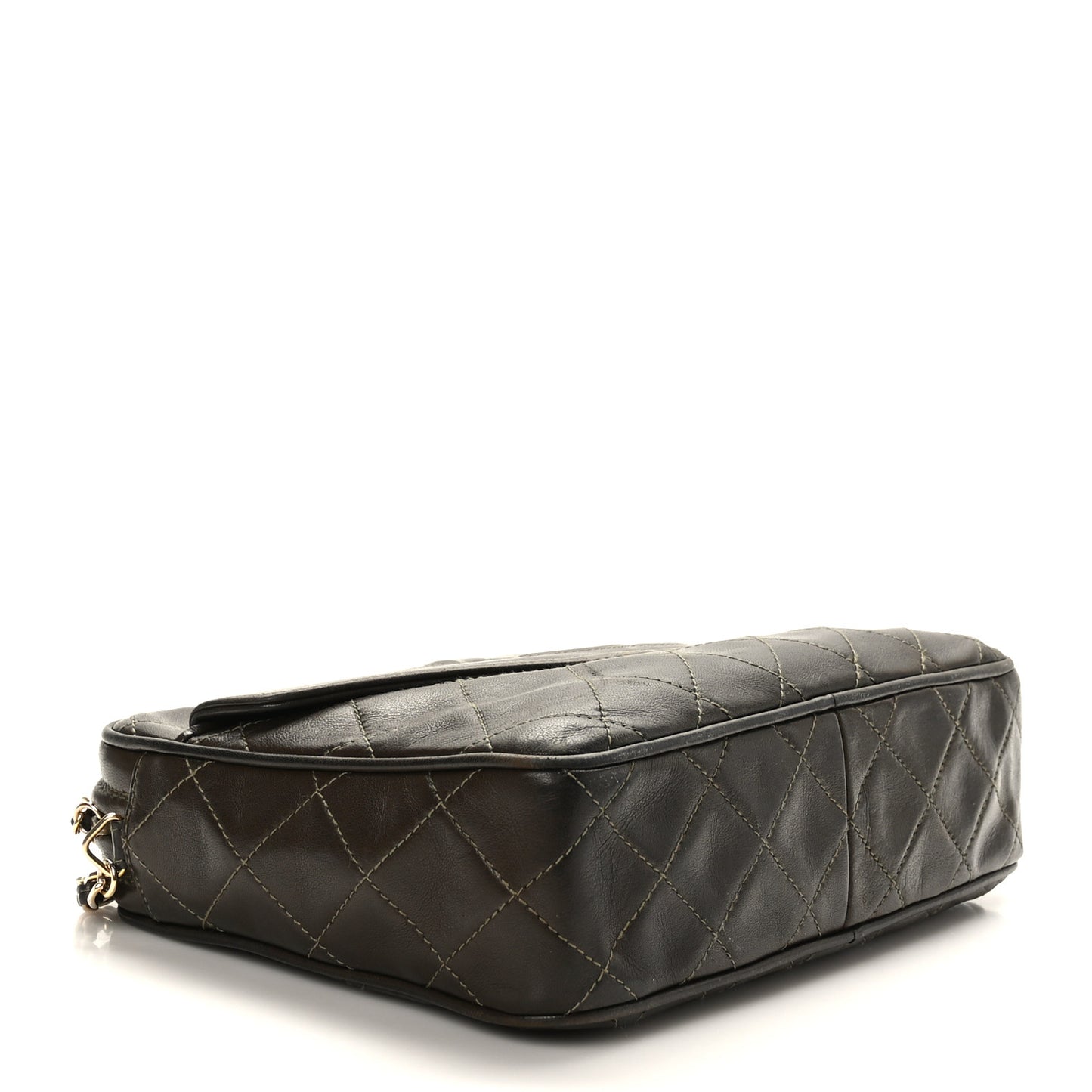 Lambskin Quilted Tassel Camera Case Brown