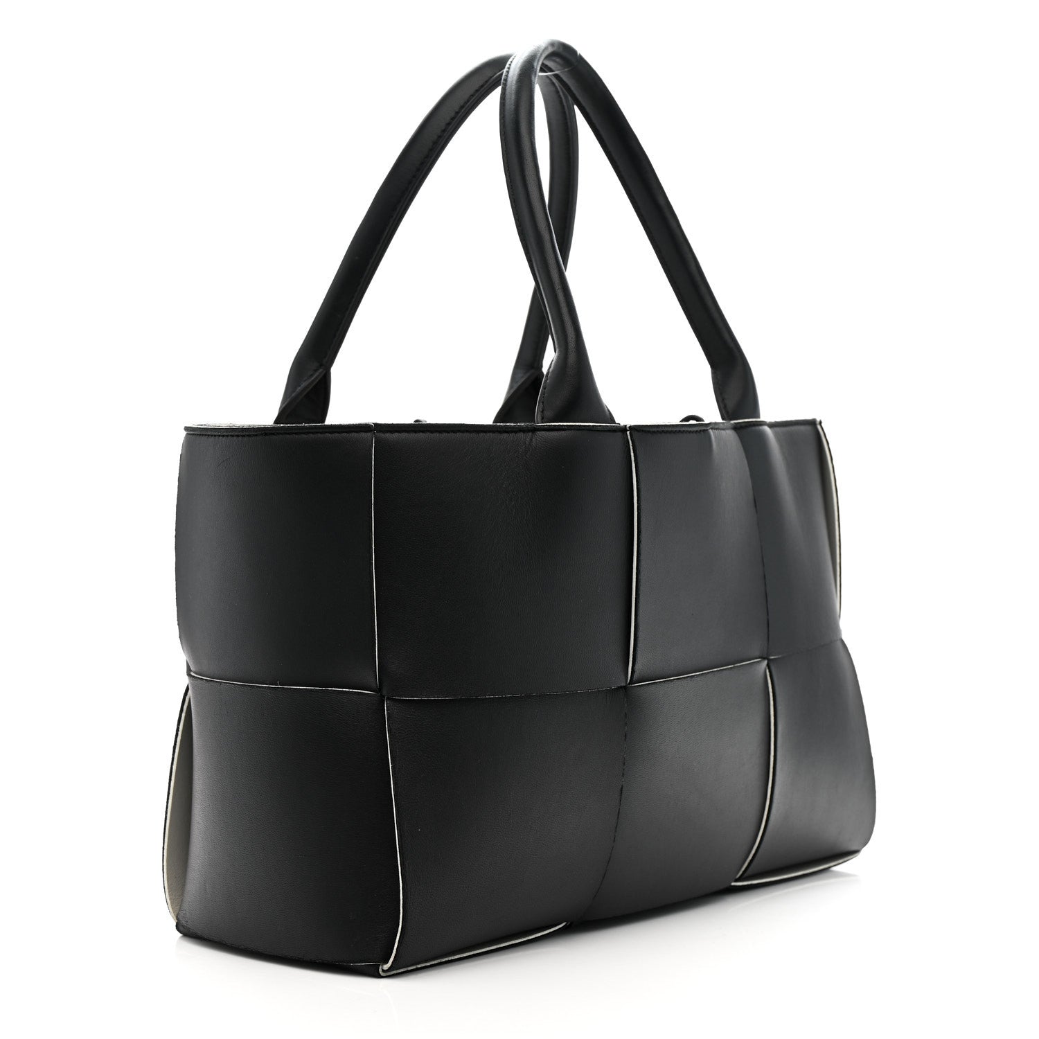 Bottega Veneta Nappa Maxi Intrecciato Small Arco Tote Black White 4 of 14