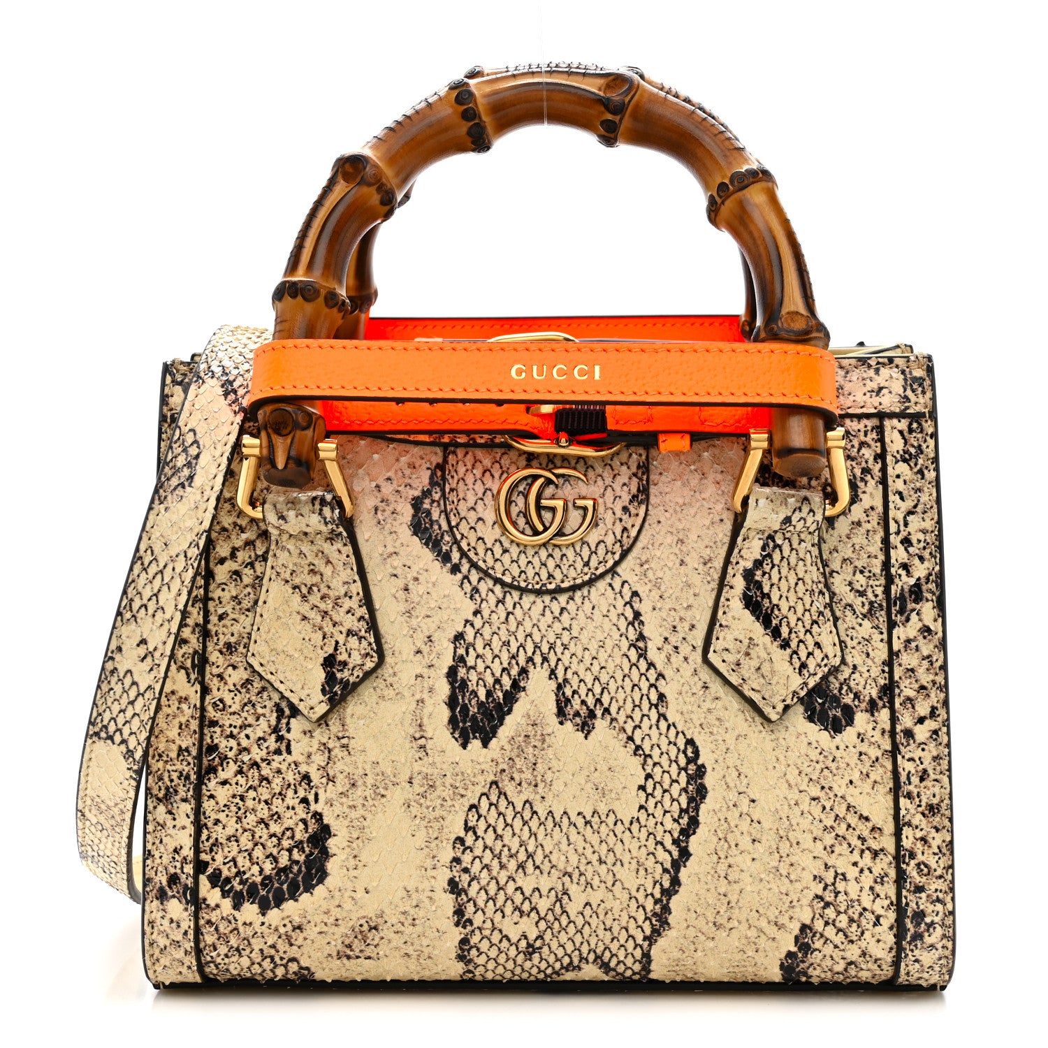 Gucci Snakeskin Mini Diana Tote Bag Beige 1 of 12
