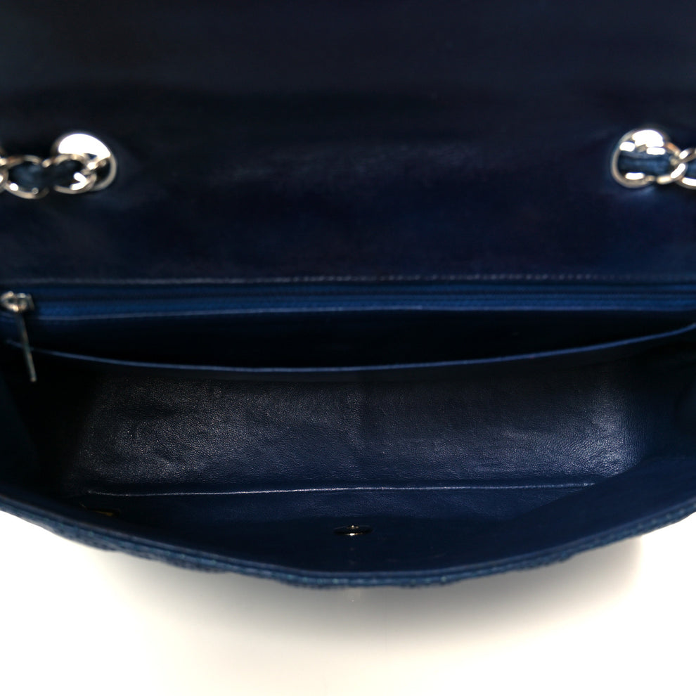 Chanel Lambskin Perforated Jumbo Double Flap Blue 1781104 – FASHIONPHILE