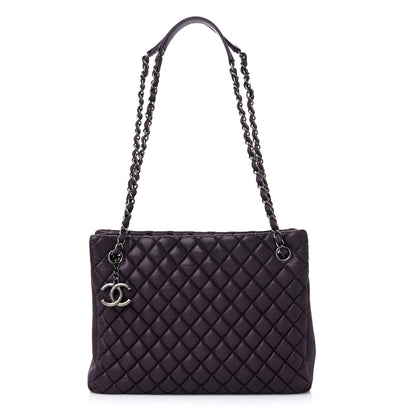Chanel Iridescent Calfskin New Bubble Quilt Small Tote Plum 1 of 12
