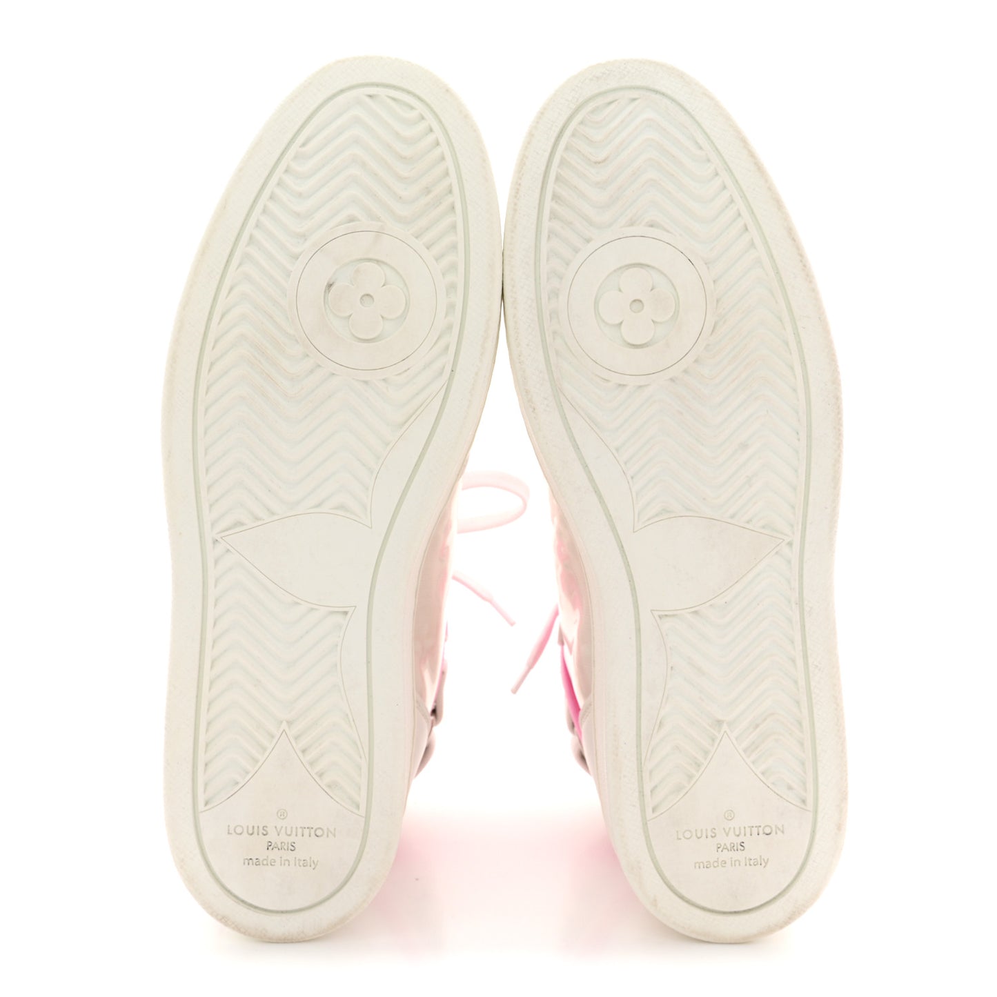Calfskin Nylon Mesh Monogram Womens Boombox High Top Sneakers 39 White Pink