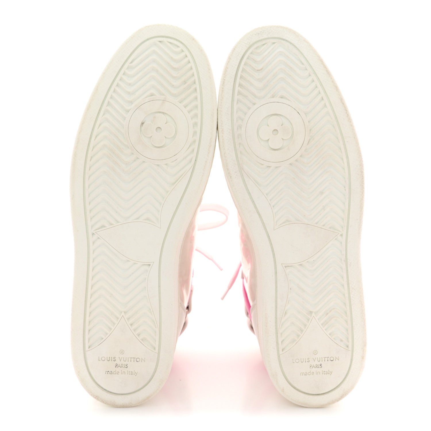 Louis Vuitton Calfskin Nylon Mesh Monogram Womens Boombox High Top Sneakers 39 White Pink 6 of 11