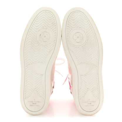 Louis Vuitton Calfskin Nylon Mesh Monogram Womens Boombox High Top Sneakers 39 White Pink 6 of 11