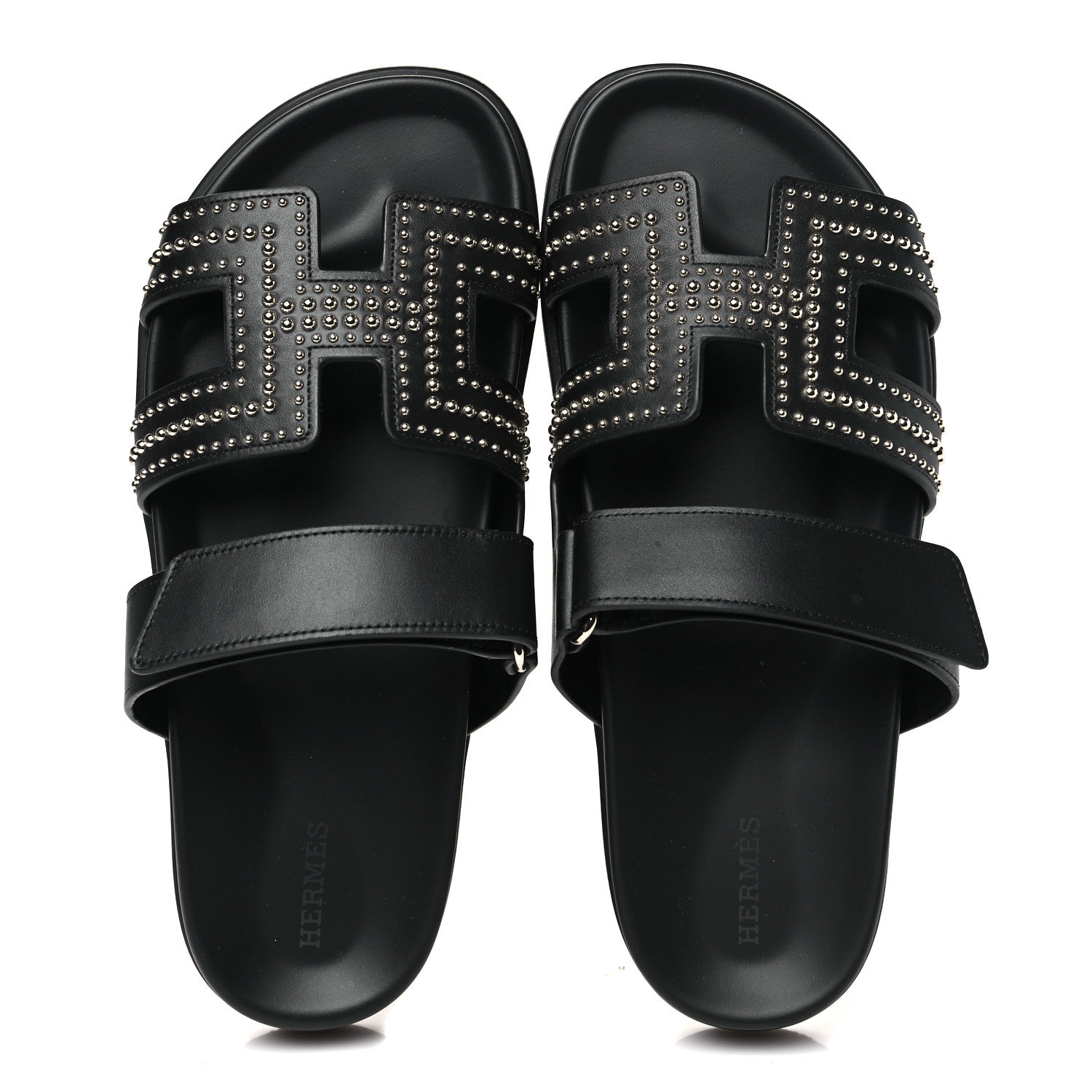 Hermes Calfskin Medor Studded Womens Chypre Sandals 40.5 Black 2 of 9