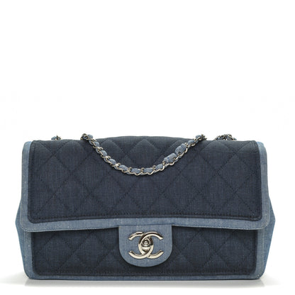 Chanel Denim Quilted Medium Graphic Flap Light Blue 1 of 7
