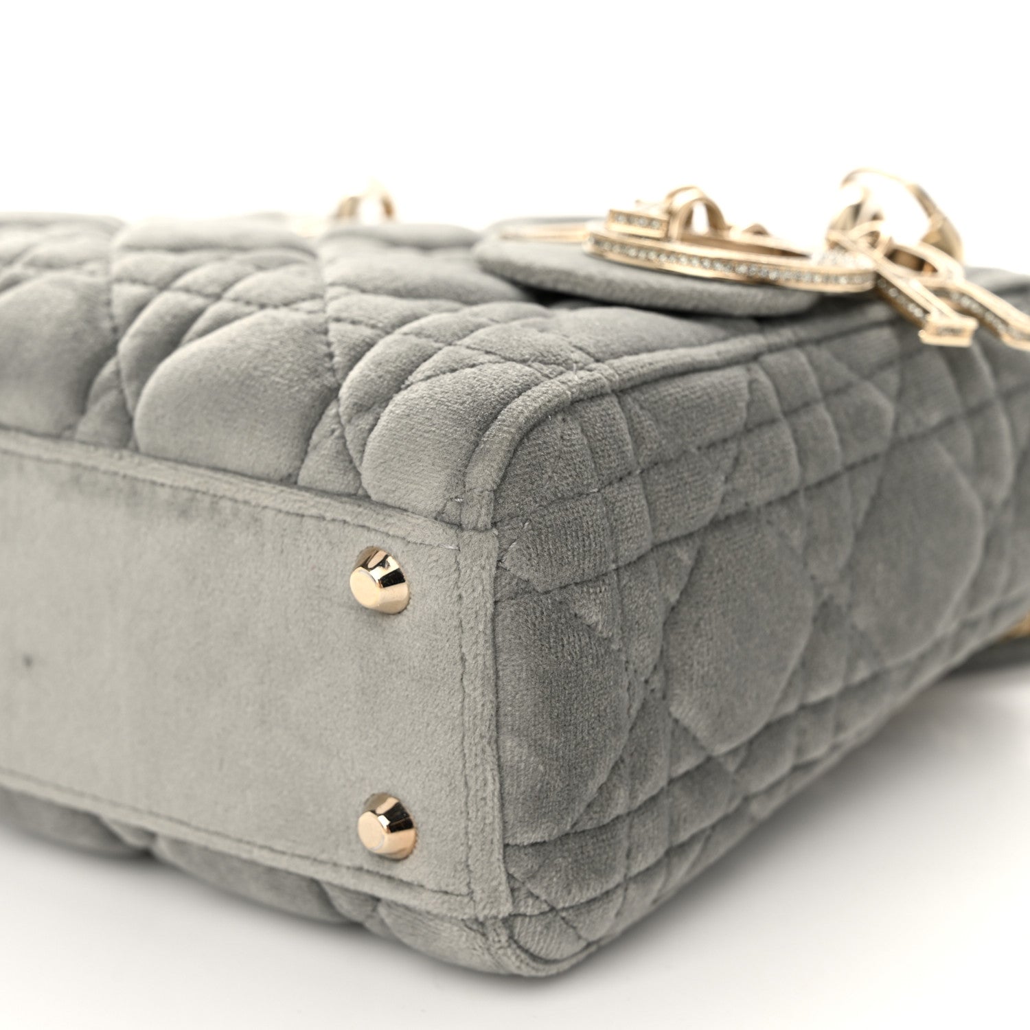 Christian Dior Velvet Mini Lady Dior Gray 10 of 10