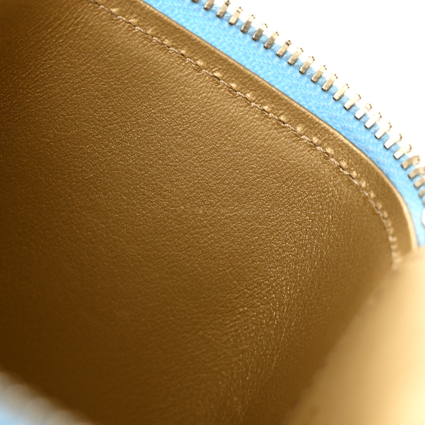 Lambskin Quilted Pearl Crush Mini Vanity Case With Chain Light Blue