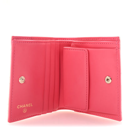 Chanel Caviar Metal Perforated Quilted CC Compact Bi-Fold Flap Wallet White Pink 5 of 8