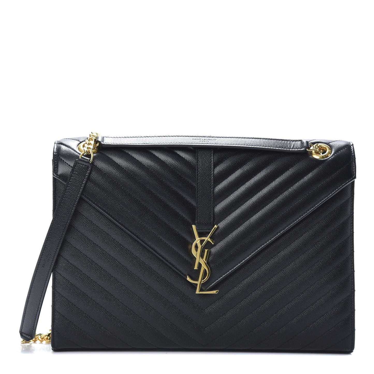 Grain De Poudre Matelasse Chevron Large Monogram Satchel Black
