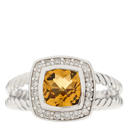 David Yurman Sterling Silver Diamond Citrine 7mm Petite Albion Ring 51 5.75 1 of 5