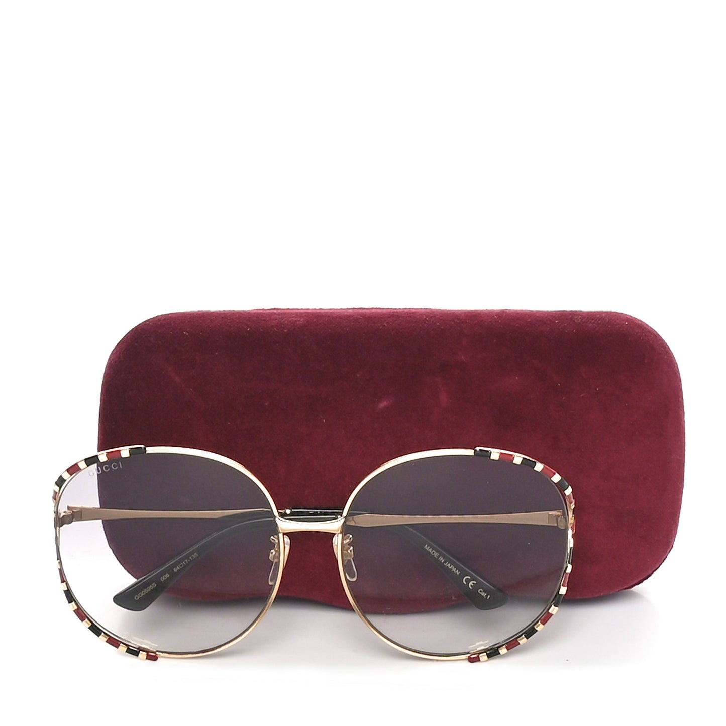 Metal Round Frame GG0595S Sunglasses Gold Black Red