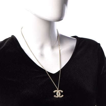 Chanel Crystal Pearl CC Pendant Necklace Gold 2 of 7