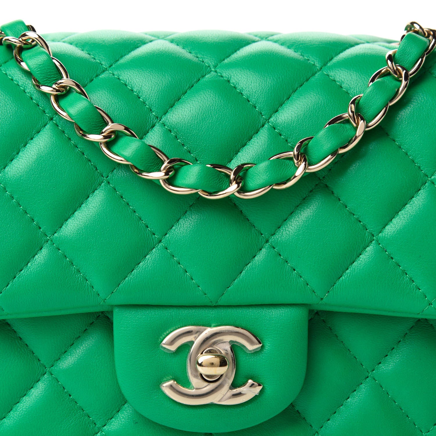 Chanel Lambskin Quilted Mini Square Flap Green 11 of 11
