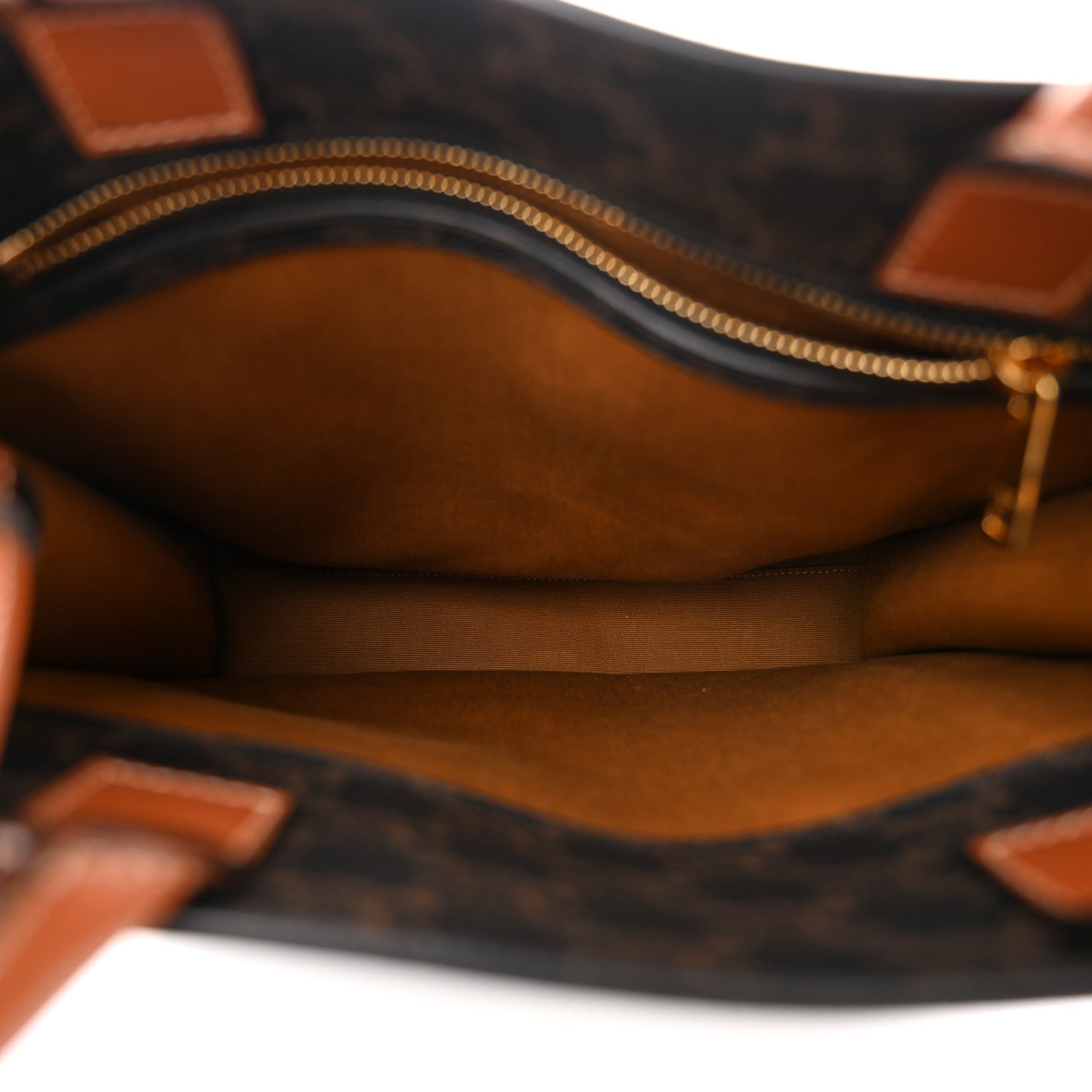 Triomphe Canvas Calfskin Small Vertical Cabas Tan