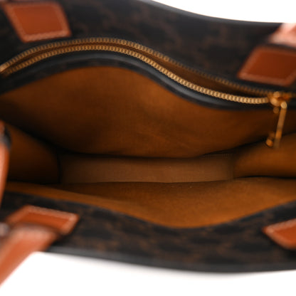 Celine Triomphe Canvas Calfskin Small Vertical Cabas Tan 5 of 11