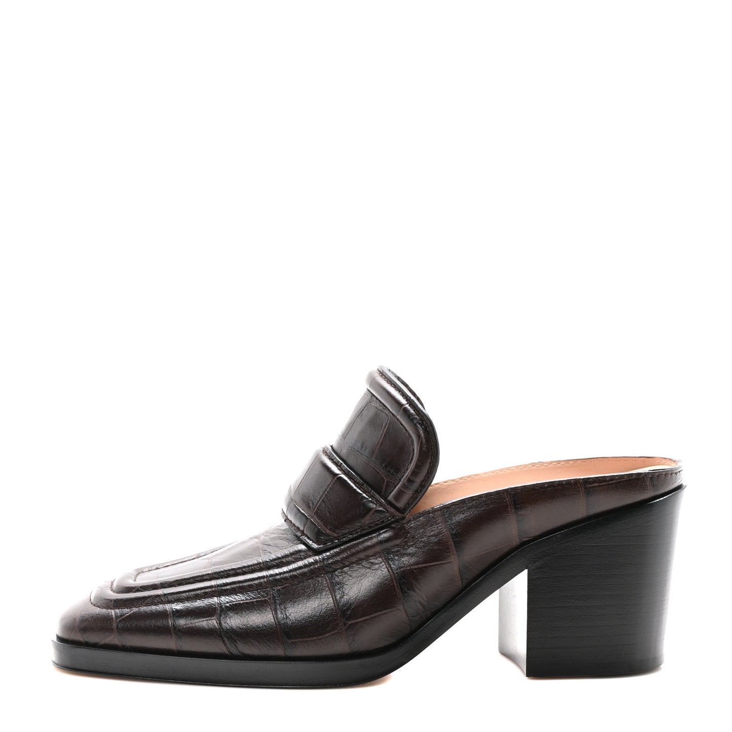Calfskin Alligator Embossed Mules 37 Fondant