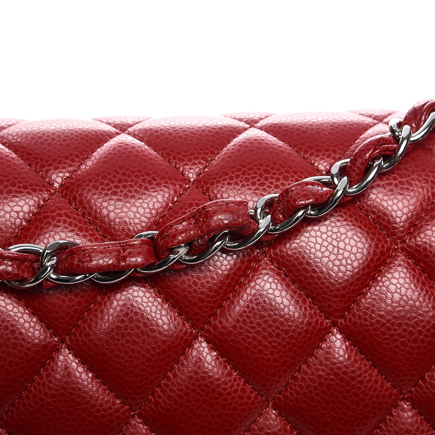 Caviar Quilted Jumbo Double Flap Red