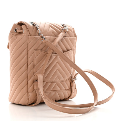 Chanel Calfskin Chevron Quilted Small Urban Spirit Backpack Beige 3 of 16