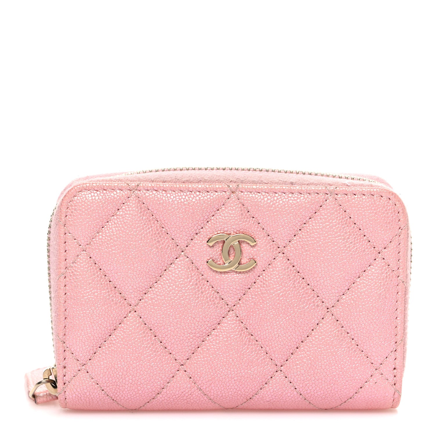 Chanel Iridescent Caviar Quilted Zip Coin Purse Pink 1 of 7