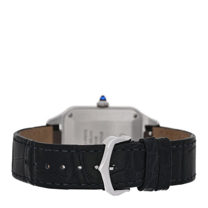 Cartier Stainless Steel Alligator 31.4mm Santos Dumont Quartz Watch Blue Blue 3 of 5